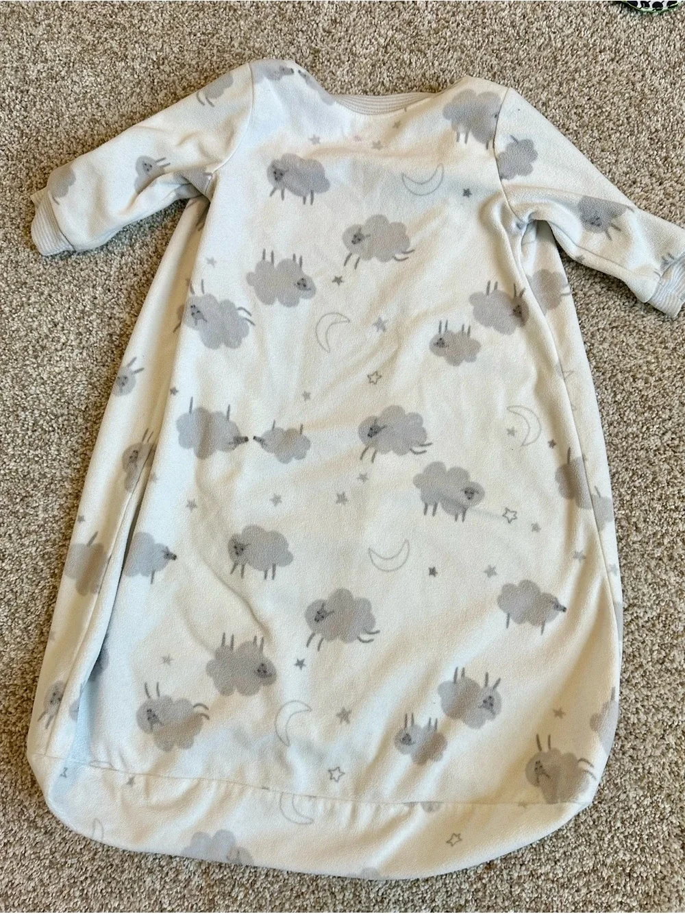 Carter's Cream & Gray Sheep Sleep Sack - Cozy Baby Pajamas 3-6mo